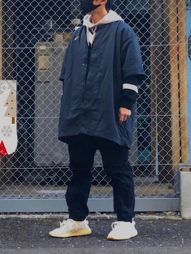 「MONKEY TIME（モンキータイム）のアイテム（カーゴパンツ）」を使った、HMさん（メンズ・175cm）の冬コーディネート
