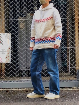 「Sacai（サカイ）のアイテム（パーカー）」を使った、HMさん（メンズ・175cm）の冬コーディネート