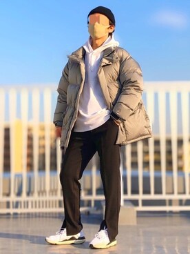 「EN ROUTE（アンルート）のアイテム（パーカー）」を使った、HMさん（メンズ・175cm）の冬コーディネート