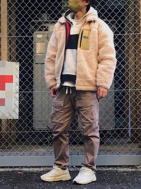 「MONKEY TIME（モンキータイム）のアイテム（パーカー）」を使った、HMさん（メンズ・175cm）の冬コーディネート