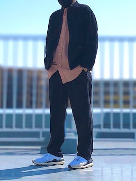 「春めきシューズ」｜「アイテム（ノーカラージャケット）」を使った、HMさん（メンズ・175cm）の春コーディネート
