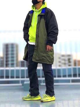 「MONKEY TIME（モンキータイム）のアイテム（マウンテンパーカー）」を使った、HMさん（メンズ・175cm）の春コーディネート