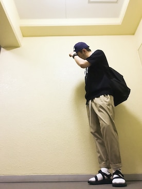 「UCLA（ユーシーエルエー）のアイテム（帽子）」を使った、Felix さん（メンズ・178cm）の夏コーディネート