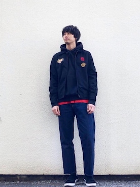 「プルオーバーパーカー」｜「アイテム（ブルゾン）」を使った、Kaiさん（メンズ・182cm）の春コーディネート