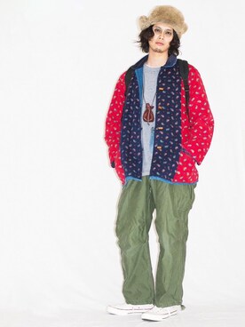 「アイテム（スウェット、ブルー系）」を使った、Kaiさん（メンズ・182cm）の冬コーディネート