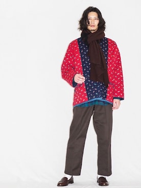 「アイテム（カバーオール、レッド系）」を使った、Kaiさん（メンズ・182cm）の春コーディネート