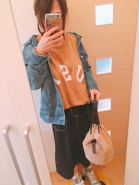 「OZOC（オゾック）のアイテム（デニムジャケット）」を使った、chao..さん（レディース・158cm）の秋コーディネート