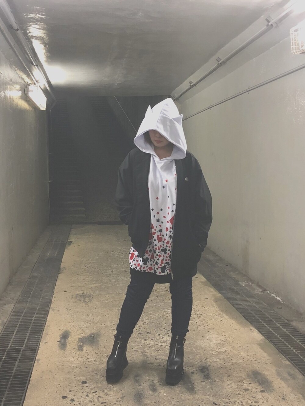 「ootd、春コーデ、やみかわいい、ankorock、CuLLt」｜「MINTNEKOのアイテム（MA-1、ブラック系）」を使った、まやさんさん（レディース・151cm）の春コーディネートの1枚目の写真
