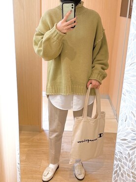 「LIPSTAR（リップスター）のアイテム（ニット/セーター）」を使った、たるとさん（レディース・157cm）の春コーディネート