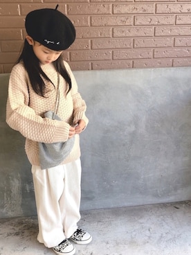 「やっぱりストリートが好き」｜「アイテム（ハンチング/ベレー帽）」を使った、riitaroさん（キッズ・120cm）の秋コーディネート