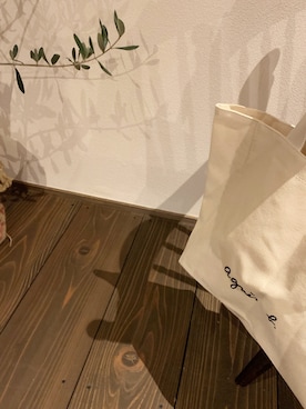 「agnes b.（アニエスベー）のアイテム（トートバッグ、ベージュ系）」を使った、nice to meet youさん（149cm）の冬コーディネート