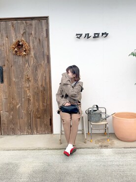 「RETRO GIRL（レトロガール）のアイテム（ジャケット/アウター、ブラウン系）」を使った、nice to meet youさん（149cm）の冬コーディネート