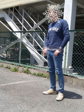 「着まわしコーデ」｜「アイテム（スウェット）」を使った、monntaさん（メンズ・168cm）の春コーディネート