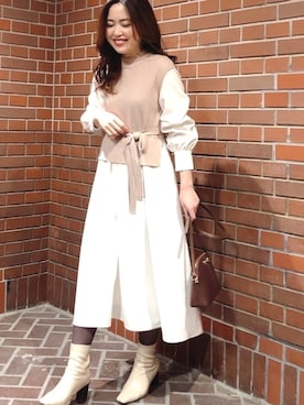 「158cm」｜「アイテム（ワンピース/ドレス）」を使った、トゥエルブSTAFF(TwelveAgenda.official)さん（レディース・158cm）の冬コーディネート