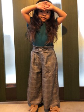 「petit main（プティマイン）のアイテム（モカシン/デッキシューズ）」を使った、御坊茶魔美さん（キッズ・100cm）の秋コーディネート