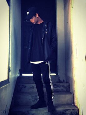 「RIPNDIP（リップンディップ）のアイテム（ジャケット/アウター）」を使った、yzさん（メンズ・175cm）の冬コーディネート