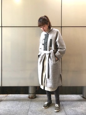 「レギンス」｜「アイテム（シャツワンピース、ベージュ系）」を使った、nanakoさん（レディース・170cm）の秋コーディネート