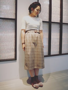 「オリエンタルトラフィック」｜「アイテム（ハンチング/ベレー帽）」を使った、Yukoさん（レディース・154cm）の夏コーディネート