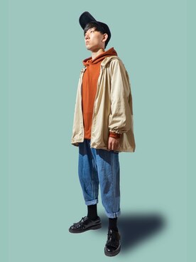 「MYne（マイン）のアイテム（キャップ）」を使った、Shunさん（メンズ・169cm）の秋コーディネート