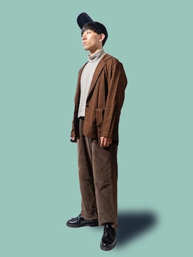 「MYne（マイン）のアイテム（キャップ）」を使った、Shunさん（メンズ・169cm）の秋コーディネート