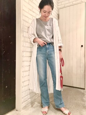 「woadblue（ウォードブルー）のアイテム（パンツ）」を使った、ヤコさん（レディース・163cm）の春コーディネート