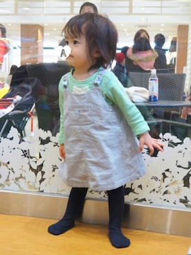 「アイテム（タイツ/ストッキング、ブルー系）」を使った、★app@chi★さん（キッズ・80cm）の冬コーディネート