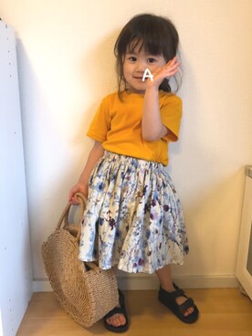 「花柄スカート」｜★app@chi★さん（キッズ・90cm）の春コーディネート