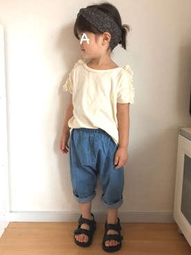 「オフホワイト」｜★app@chi★さん（キッズ・90cm）の夏コーディネート