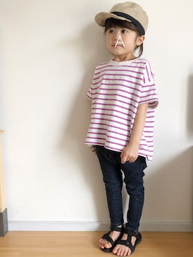 「ワークキャップ」｜「アイテム（サンダル）」を使った、★app@chi★さん（キッズ・100cm）の夏コーディネート