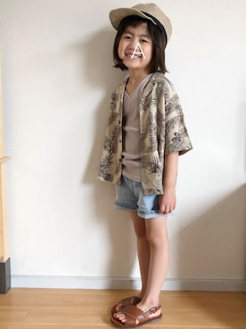 「ワークキャップ」｜「アイテム（サンダル）」を使った、★app@chi★さん（キッズ・100cm）の夏コーディネート