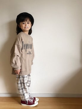 「5歳」｜「アイテム（ハンチング/ベレー帽）」を使った、★app@chi★さん（キッズ・100cm）の秋コーディネート