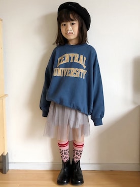 「5歳」｜「アイテム（ハンチング/ベレー帽）」を使った、★app@chi★さん（キッズ・100cm）の秋コーディネート
