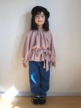 「5歳」｜「アイテム（ハンチング/ベレー帽）」を使った、★app@chi★さん（キッズ・110cm）の冬コーディネート