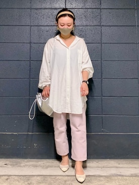 「H&M（エイチ・アンド・エム）のアイテム（その他パンツ）」を使った、matsunaga tomoeさん（レディース・157cm）の春コーディネート