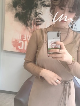 「ゴールドアクセサリー」｜「アイテム（ワンピース/ドレス）」を使った、muuさん（レディース・161cm）の秋コーディネート
