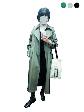 「ベロア」｜「アイテム（トレンチコート）」を使った、おももちさん（レディース・172cm）の冬コーディネート