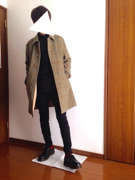 「NOLLEY’S（ノーリーズ）のアイテム（ステンカラーコート）」を使った、ゆうひさん（メンズ・175cm）の冬コーディネート