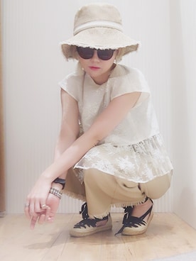 「ぺプラム」｜「アイテム（帽子）」を使った、emigoさん（レディース・162cm）の春コーディネート
