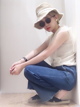 「VENCE（ヴァンス）のアイテム（パンツ）」を使った、emigoさん（レディース・162cm）の夏コーディネート