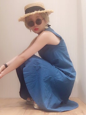 「tocco（トッコ）のアイテム（帽子）」を使った、emigoさん（レディース・162cm）の夏コーディネート