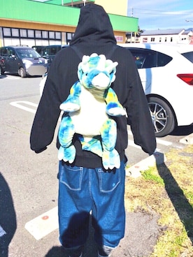 「GU（ジーユー）のアイテム（パーカー、ブラック系）」を使った、世杜(せと)さん（レディース・155cm）の春コーディネート