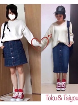 「白ニット、黒リュック」｜「アイテム（その他）」を使った、とくさん（レディース・154cm）の春コーディネート