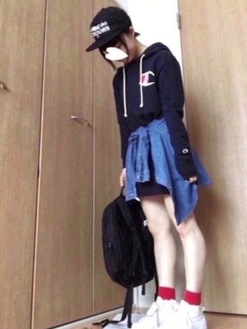 「パーカーワンピ」｜「アイテム（その他）」を使った、とくさん（レディース・154cm）の春コーディネート