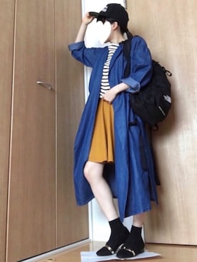 「ベルイエロー」｜「アイテム（その他アウター）」を使った、とくさん（レディース・154cm）の春コーディネート