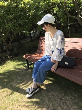 「白キャップ」｜「アイテム（福袋/福箱）」を使った、とくさん（レディース・154cm）の夏コーディネート
