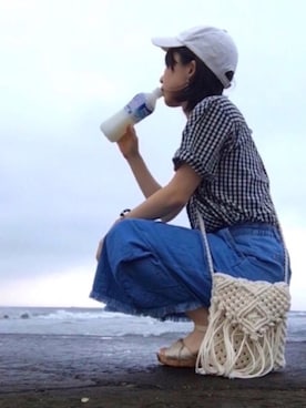 「白キャップ」｜「アイテム（アクセサリー）」を使った、とくさん（レディース・154cm）の秋コーディネート