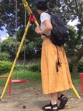 「黄色スカート」｜とくさん（レディース・154cm）の秋コーディネート