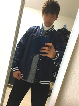 「FILA（フィラ）のアイテム（ブルゾン）」を使った、將吾さん（メンズ・182cm）の冬コーディネート