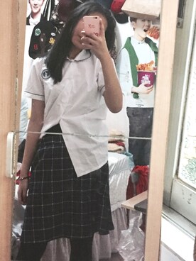 「アイテム（セットアップ、ホワイト系）」を使った、SunYeeLauさん（レディース・163cm）の秋コーディネート