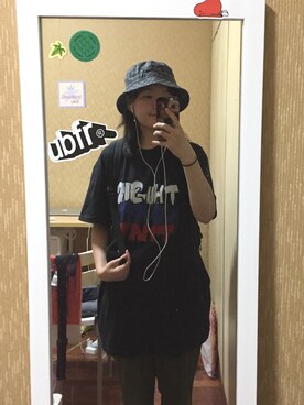 「thisisneverthat（ディスイズネバーザット）のアイテム（キャップ）」を使った、朴公园さん（レディース・158cm）の夏コーディネート